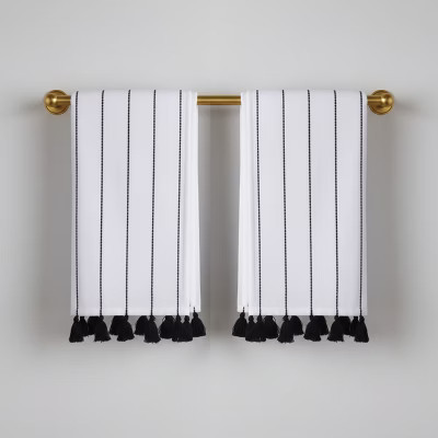 Folkulture Hand Towels for Bathroom, Set of 2 (16" x 30"), 100% Cotton Hanging Towels for Bathroom with Tassels (Hamilton Black & White) | Target