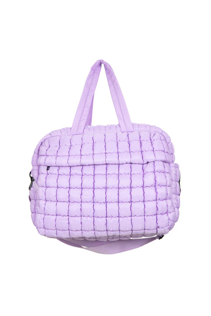 Light Purple Quilted Garment Duffel Bag w/ Pass-Thru Slip | Katydid.com