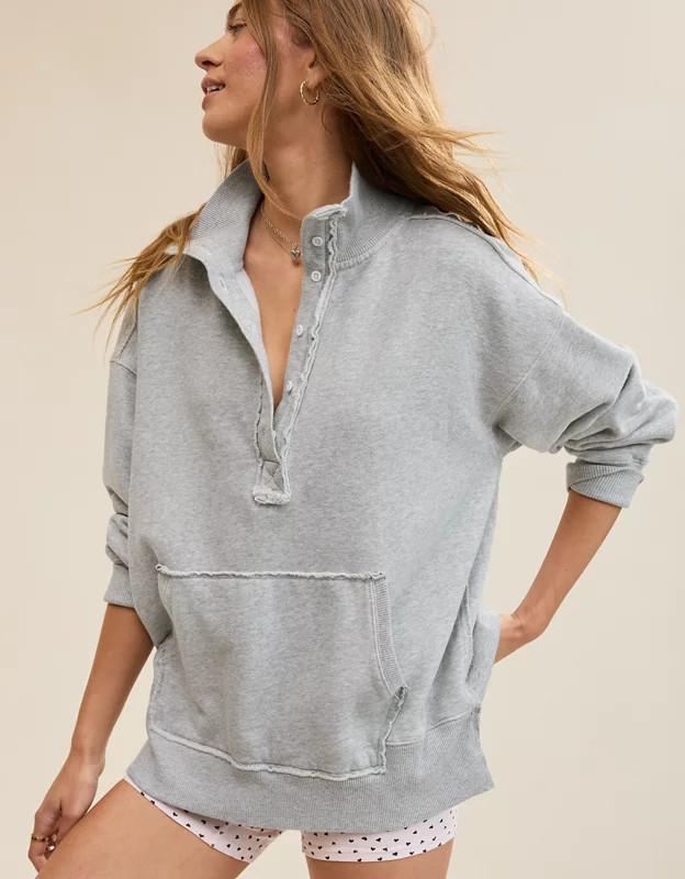 Aerie Vintage Popover Polo Sweatshirt | Aerie