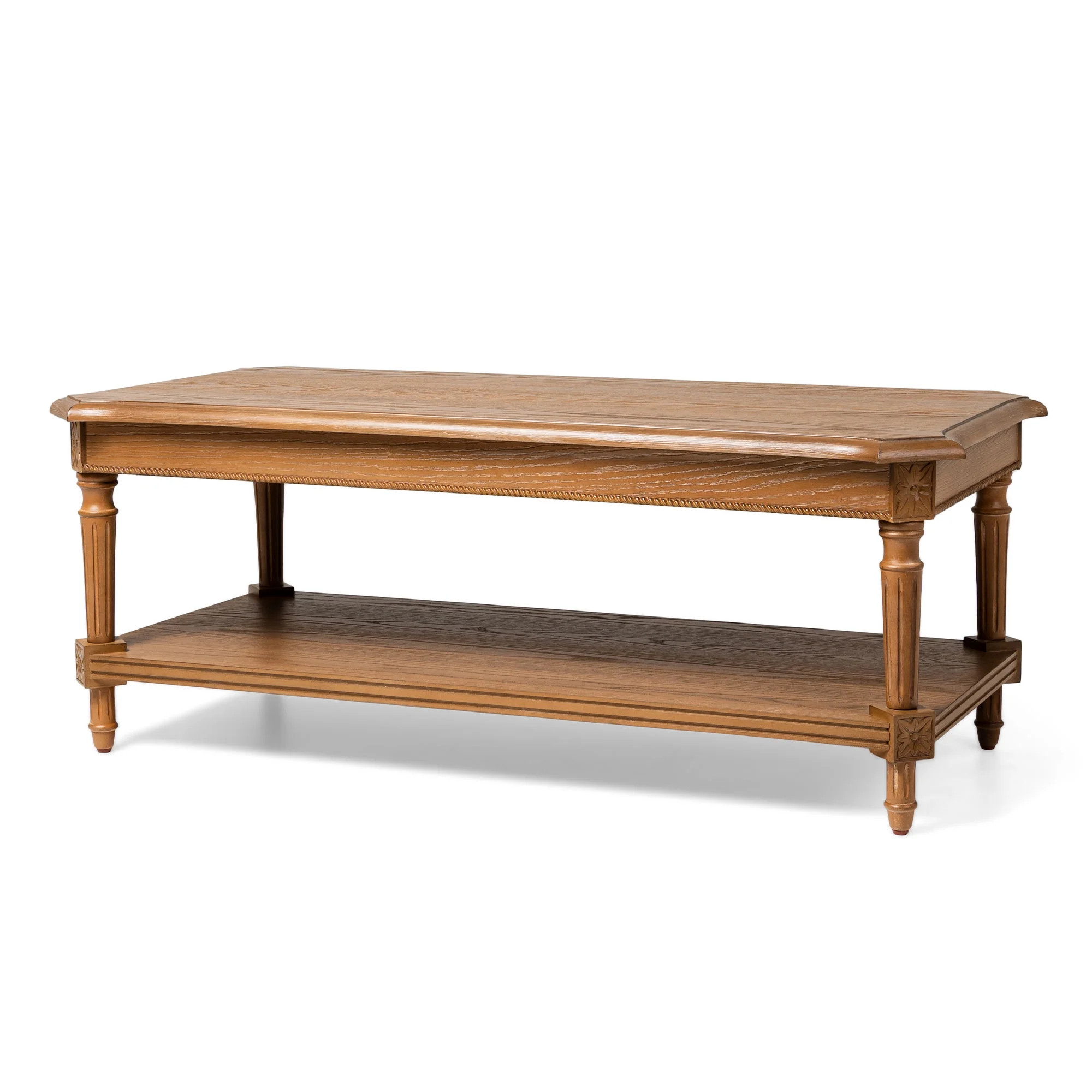 Maven Lane Pullman Traditional Rectangular Wood Coffee Table, Antiqued Natural Finish | Walmart (US)