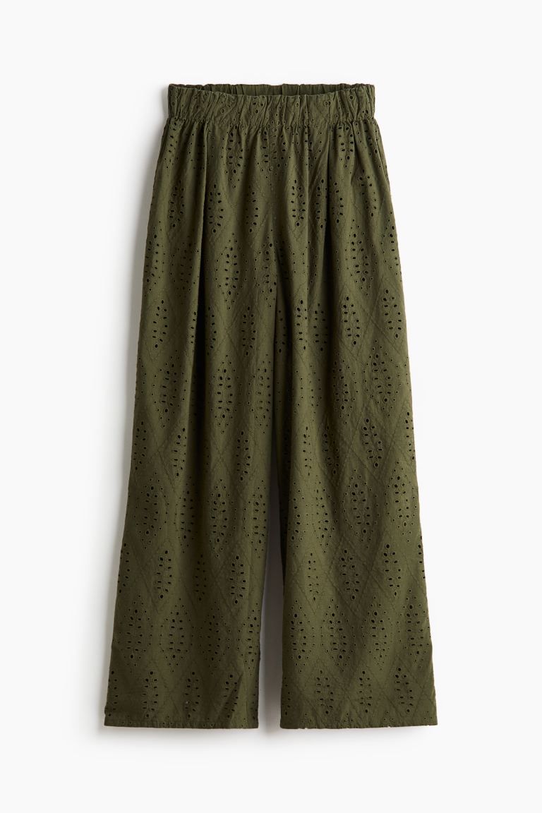 Eyelet Embroidered Pants | Green Dress Pants | Green Work Pants | Summer Pants | H&M (US + CA)