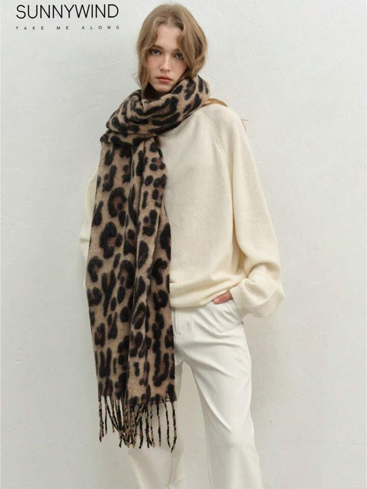 1pc Women Scarves Chic Warm Thickened Animal Print Elegant Leopard Scarf For Winter | SHEIN