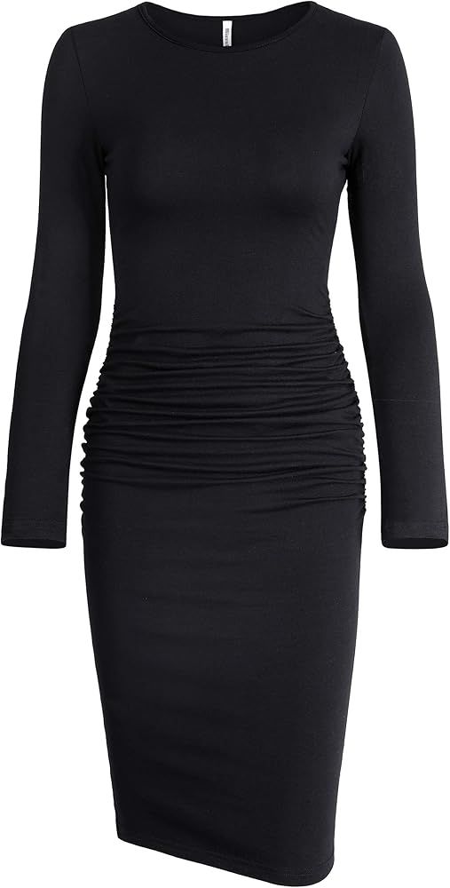 Women's Long Sleeve Ruched Casual Sundress Midi Bodycon Sheath Dress | Amazon (US)