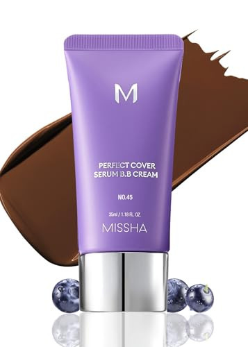 MISSHA M PERFECT COVER SERUM BB CREAM No.45 Deep Mocha- Deep with Cool Undertone, BB Cream by Cardi B Pick, Skin Tint, Tinted Moisturizer, Skin Care Foundation Makeup, Korean Makeup, 1.18 Fl oz | Amazon (US)