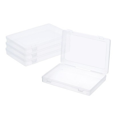 Unique Bargains Clear Plastic Stackable Storage Box with Hinged Lid 4 Pcs | Target