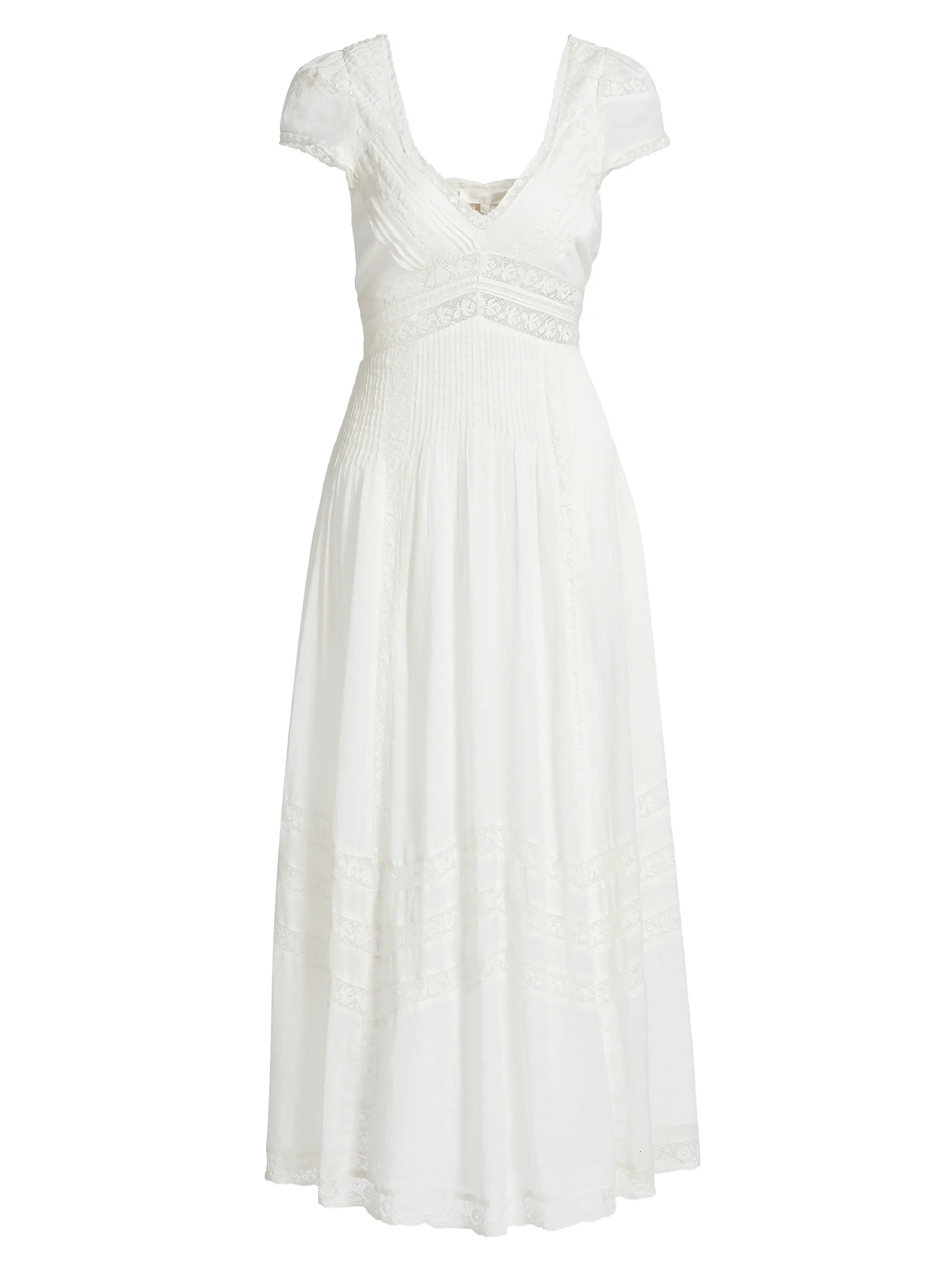 LoveShackFancy Suvi Lace-Trimmed Cotton Fit &amp; Flare Maxi Dress | Saks Fifth Avenue | Saks Fifth Avenue