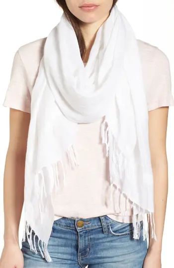 Women's Caslon Linen Blend Scarf, Size One Size - White | Nordstrom