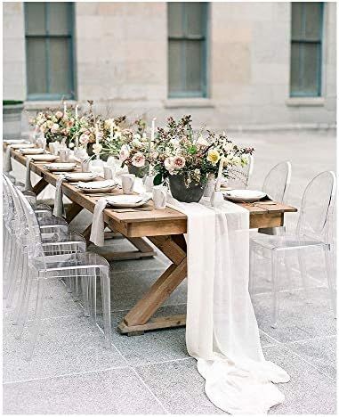 10ft White Chiffon Table Runner 2 Packs 27x120 Inches Romantic Rustic Wedding Table Runner Overla... | Amazon (US)