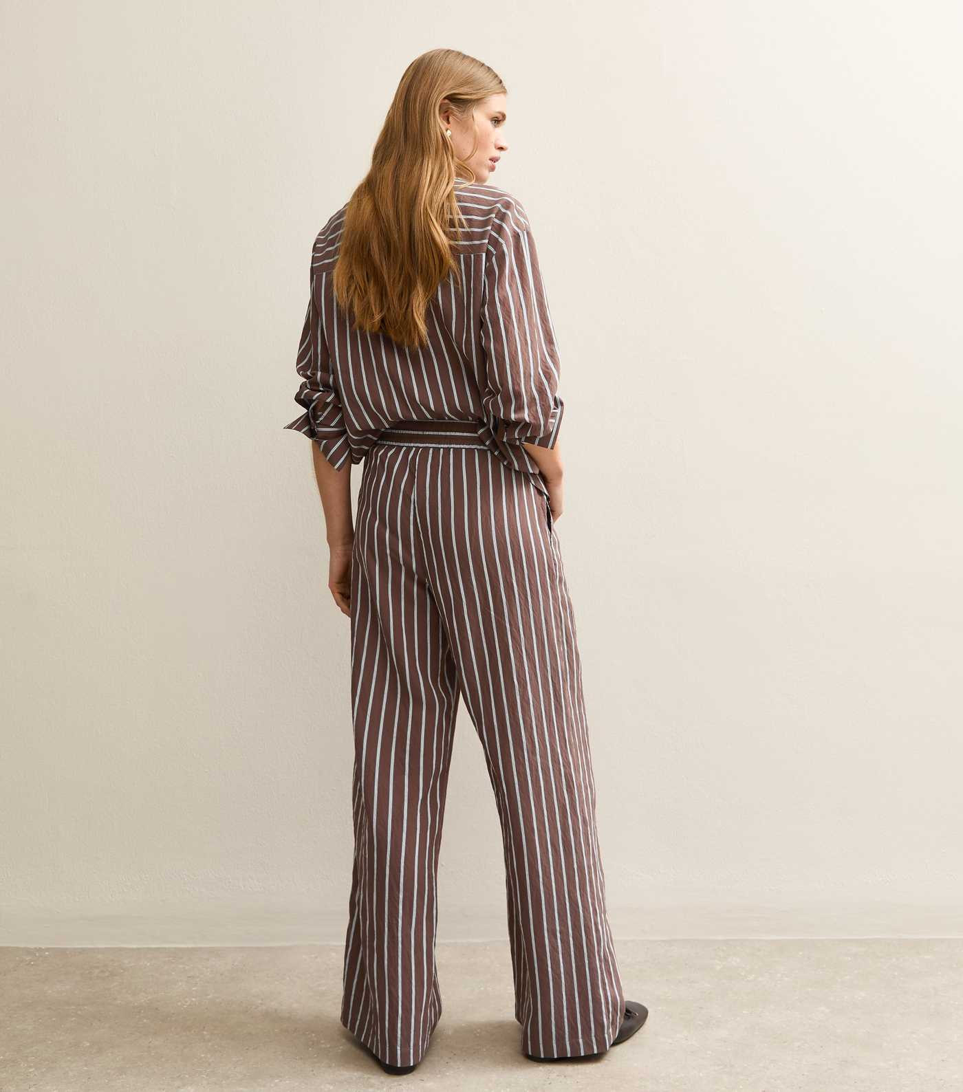 Brown Striped Drawstring Wide Leg Trousers | New Look | New Look (UK)