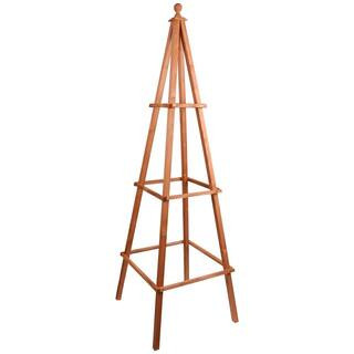 77 in. Wooden Medium Brown Large Obelisk Trellis | The Home Depot