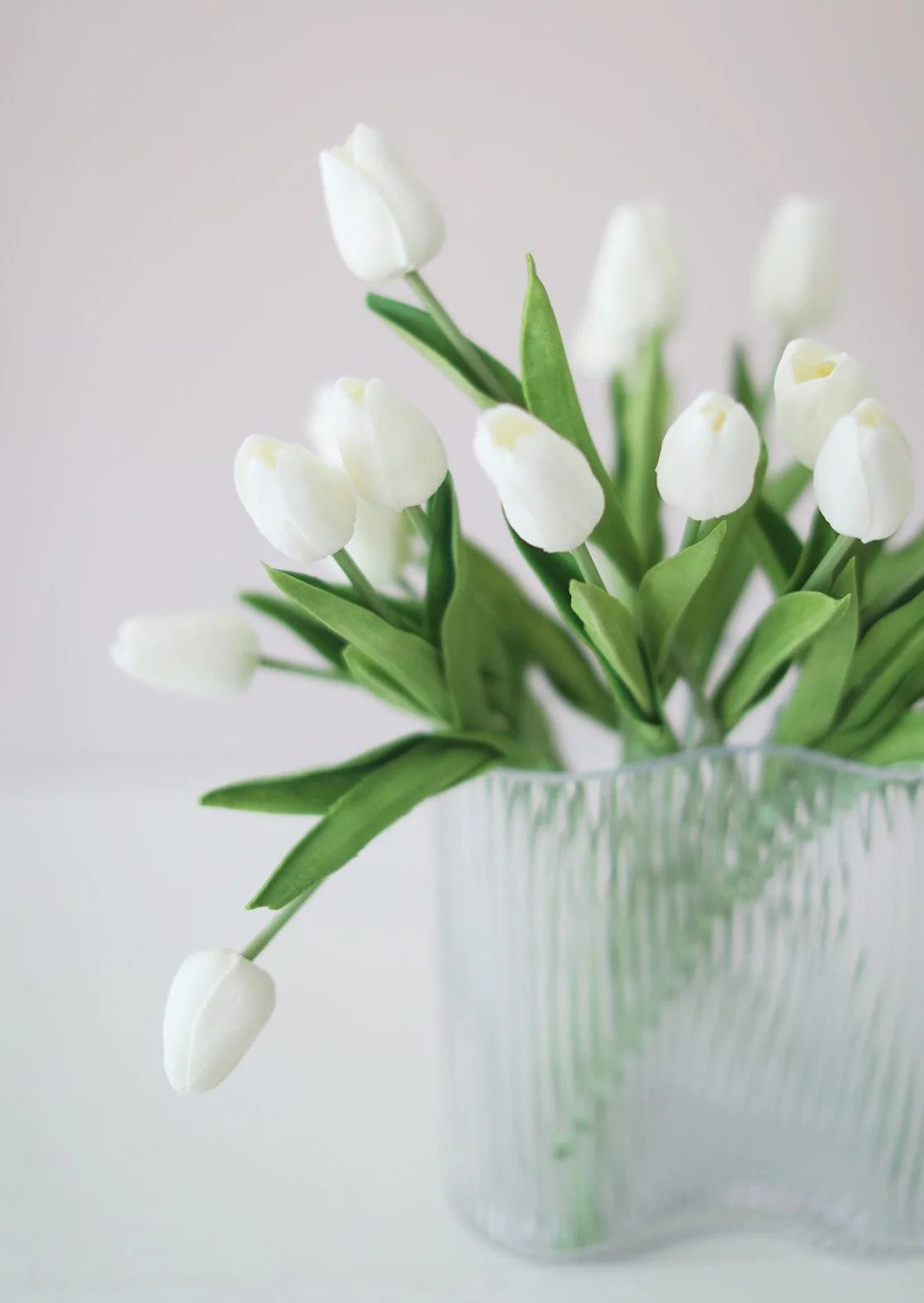 White Real Touch Tulip Flower Bundle of 12 - 14.5" | Afloral (US)