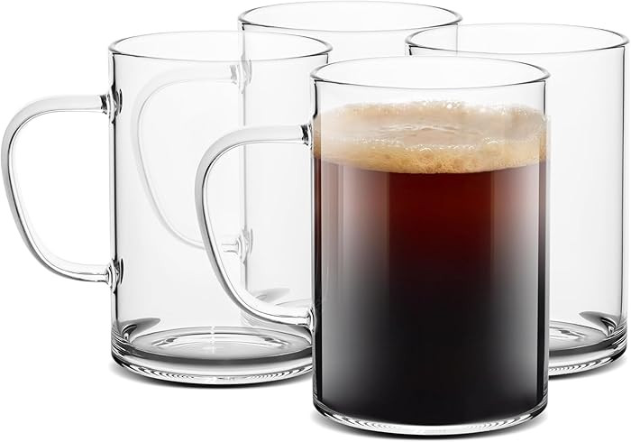 LUXU Glass Coffee Mugs 16 oz,Set of 4 Large Glass Coffee Cups Clear Tea Cups,Iced Coffee Glasses,... | Amazon (US)