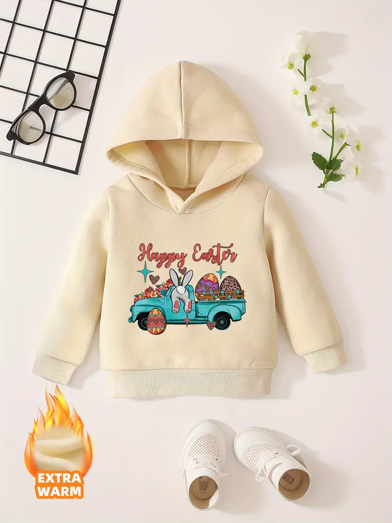 Happy Easter Bunny Print Boys Long Sleeve Fleece Hoodie Stay - Temu | Temu Affiliate Program