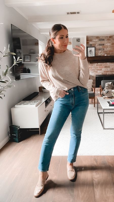 Casual Friday or Workwear vibes.  Obsessed with these jeans and this knit sweater is on sale for $20! 

#LTKworkwear #LTKsalealert #LTKFind
