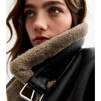 Women's Black Faux Shearling Aviator Jacket New Look | New Look (UK)