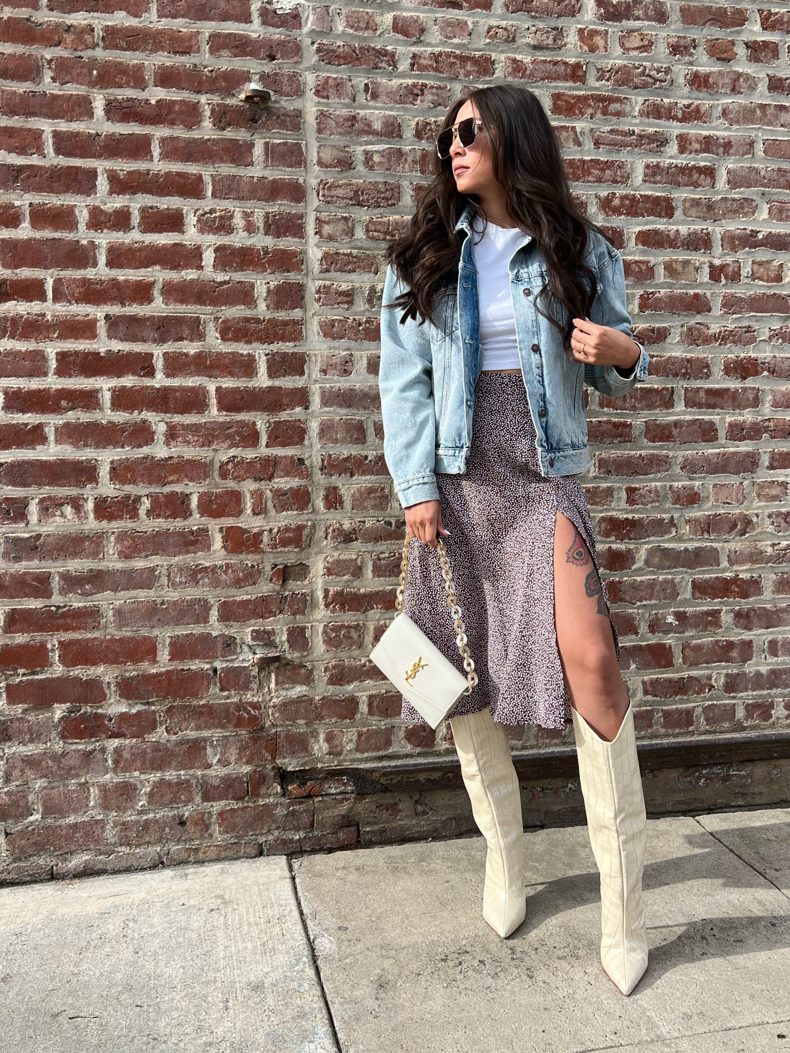 Spring skirts and knee high boots. This denim jacket from Free People is my go to when it gets chilly!

#LTKunder50 #LTKstyletip #LTKshoecrush