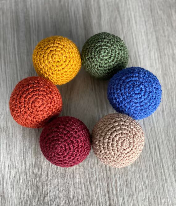 Soft Crochet Balls, Earth tones, Soft Baby and Toddler Toy, Plush Kids Toy, Set of 6 | Etsy (US)