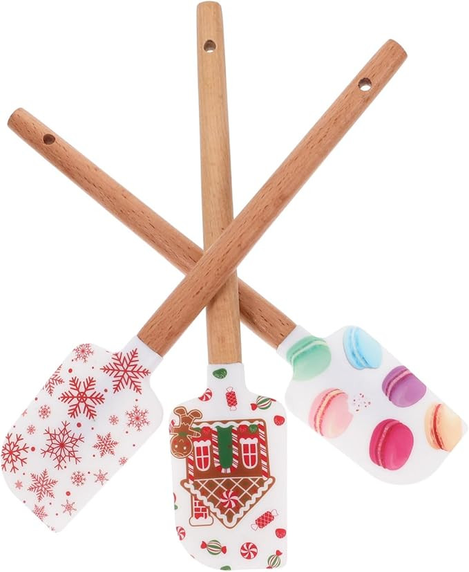 3pcs Christmas Baking Spatula Silicone Scrapers Wooden Handles Festive Kitchen Utensils for Mixin... | Amazon (CA)