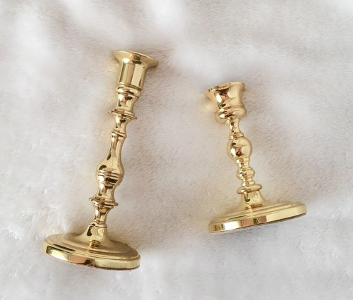 Pair Gold Candlesticks Vintage Golden Shiny Hand Forged Metal 2 Two Baldwin Vtg | eBay | eBay US