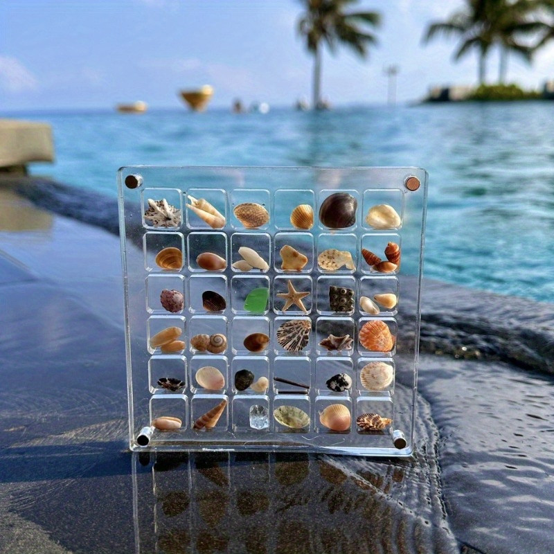 TEMU Acrylic Square Shell Organizer - Transparent Seashell Display Case, Miniature Beach Stone Showcase, Coastal Decor Storage Box, Baskets, Bins & Containers For | Temu Affiliate Program