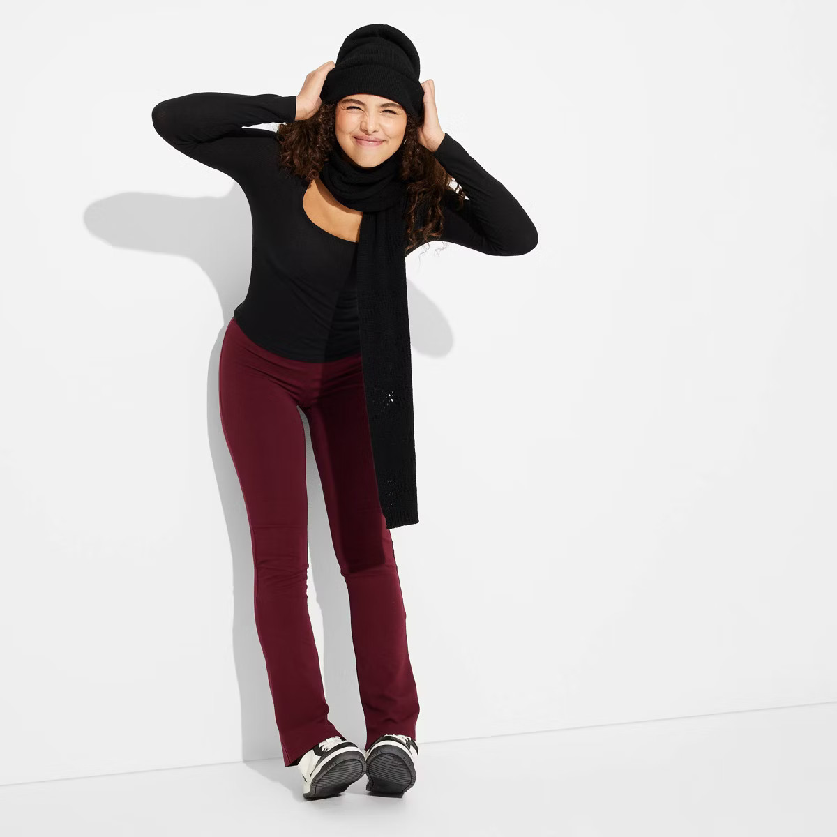 Women's High-Waisted Stovepipe Leggings - Wild Fable™ Dark Red S | Target