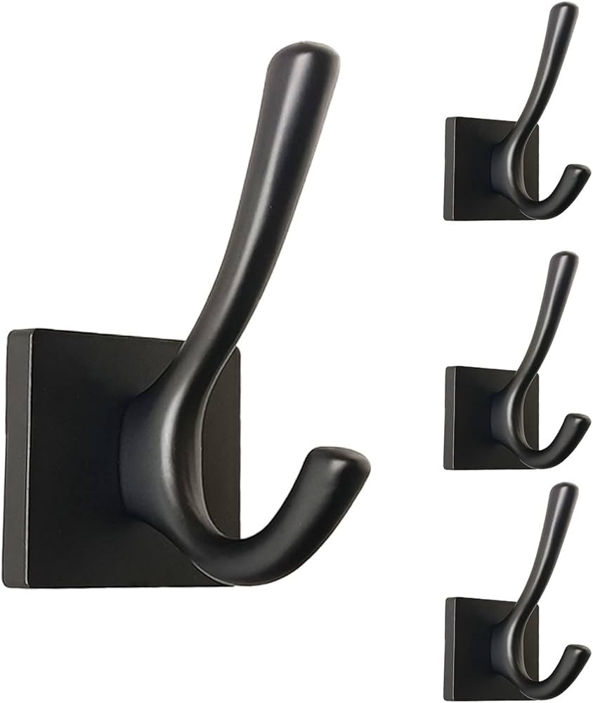 HOWMAX Black Wall Hooks for Hanging, Matte Black Towel Robe Hook for Bathroom Mudroom Hooks Heavy... | Amazon (US)