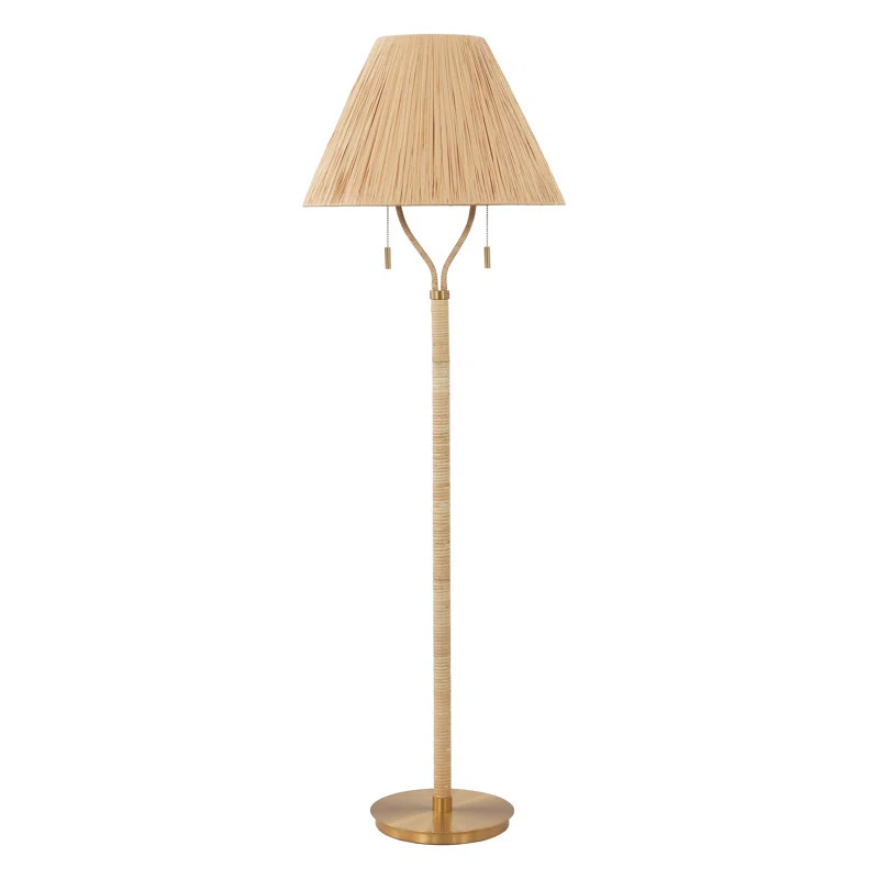 Charter Nola 60 Inch Natural/Gold Paper Rope/Rattan/Metal Floor Lamp | Wayfair North America