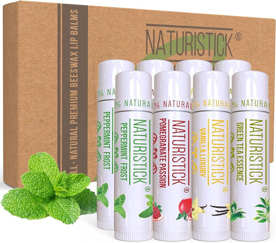 8-Pack Lip Balm Gift Set by Naturistick. Assorted Flavors. 100% Natural Ingredients. Best Beeswax... | Amazon (US)