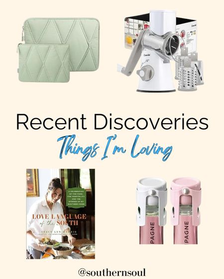 My recent favorite discoveries - laptop case, cheese and veggie grater, champagne corks and a beautiful cookbook. 💕

#LTKfindsunder50 #LTKhome