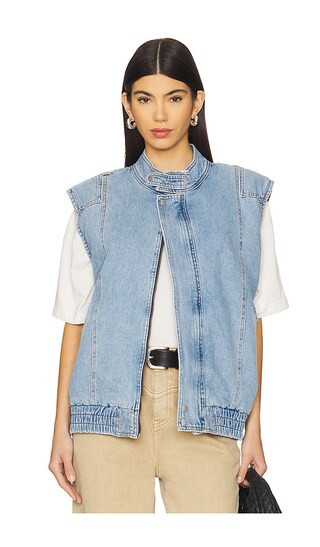 Seventy + Mochi Juno Sleeveless Jacket in Blue. - size S | Revolve Clothing (Global)
