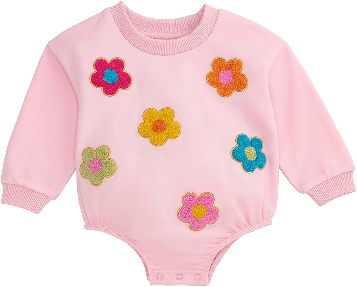 Mud Pie Baby Girls' Mud Pie Baby Girl Flower Sweatshirt Bubble | Amazon (US)