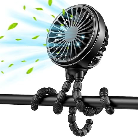 GUSGU Stroller Fan with Flexible Tripod Clip on, Mini Portable Fan USB Rechargeable Battery Opera... | Amazon (US)