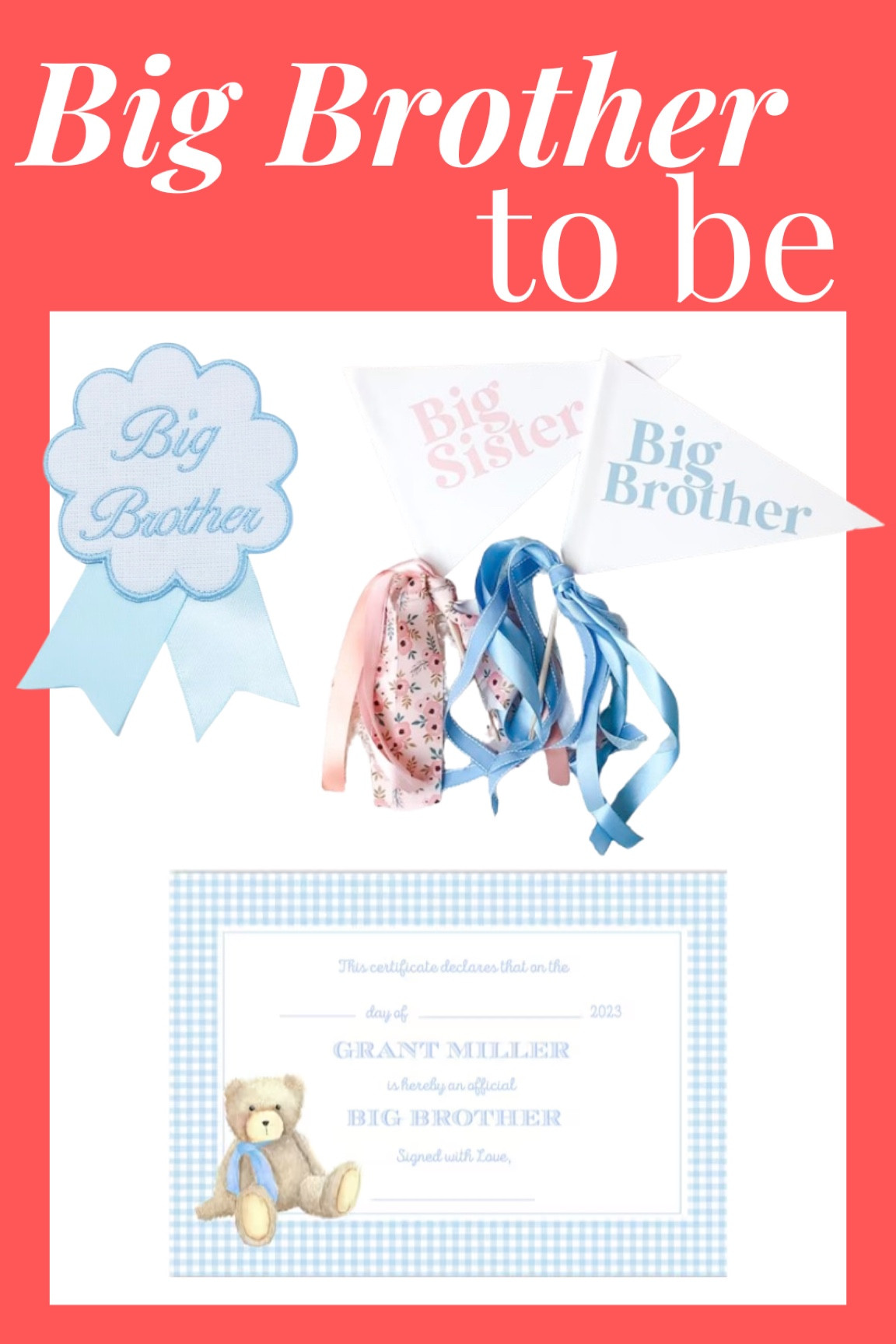Accessories for big brother, photo shoot props for pregnancy announcement, big brother badge, big brother certificate, hospital gift 

#LTKbump #LTKbaby #LTKkids