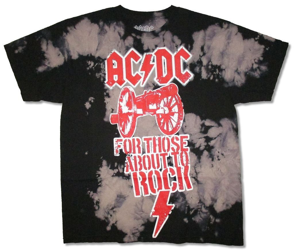 AC/DC Bleached For Those About To Rock Black Tie Dye T Shirt (L) | Walmart (US)