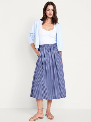 High-Waisted A-Line Midi Skirt | Old Navy (US)