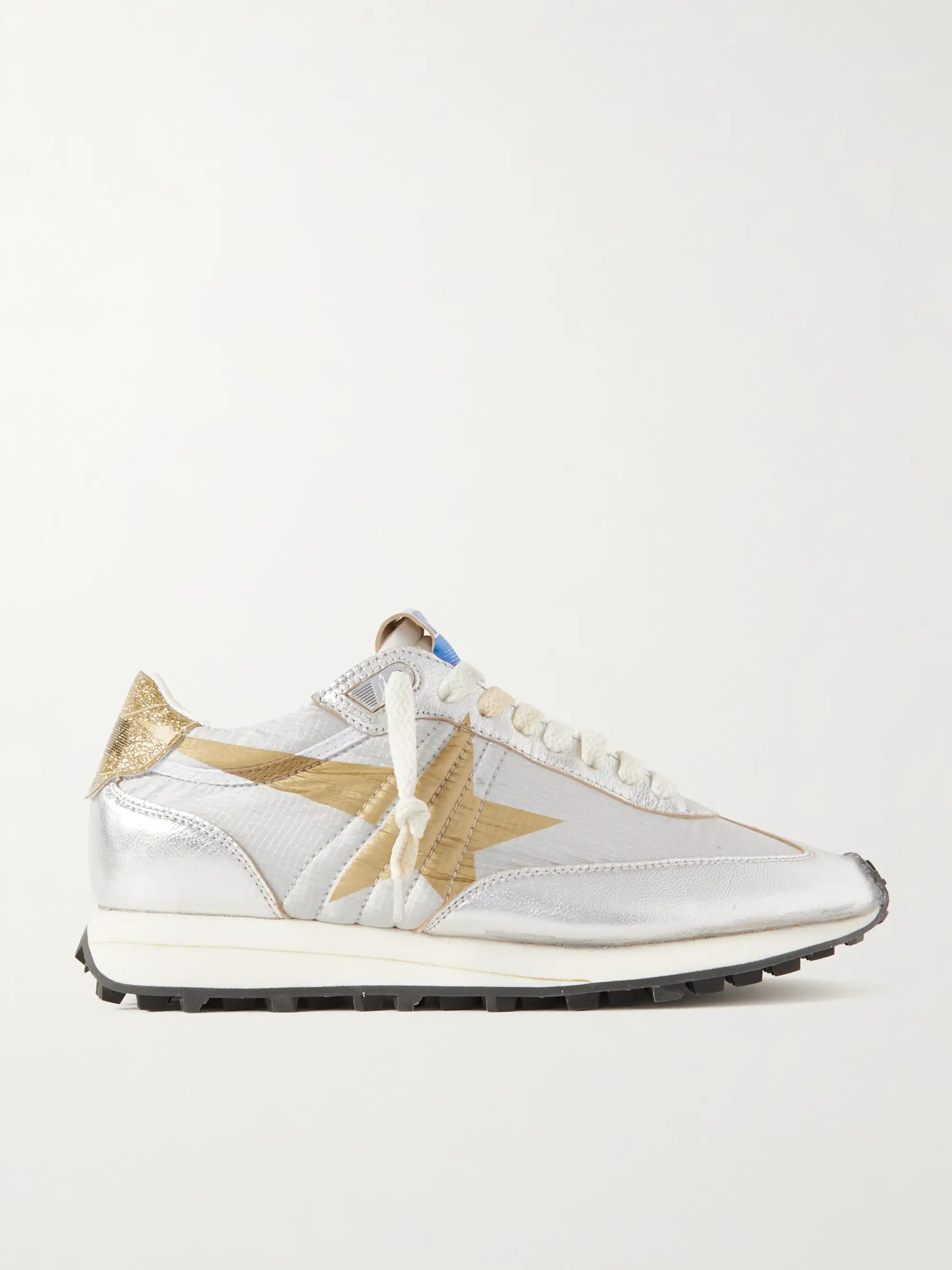 Running Marathon metallic leather-trimmed shell sneakers | NET-A-PORTER (US)