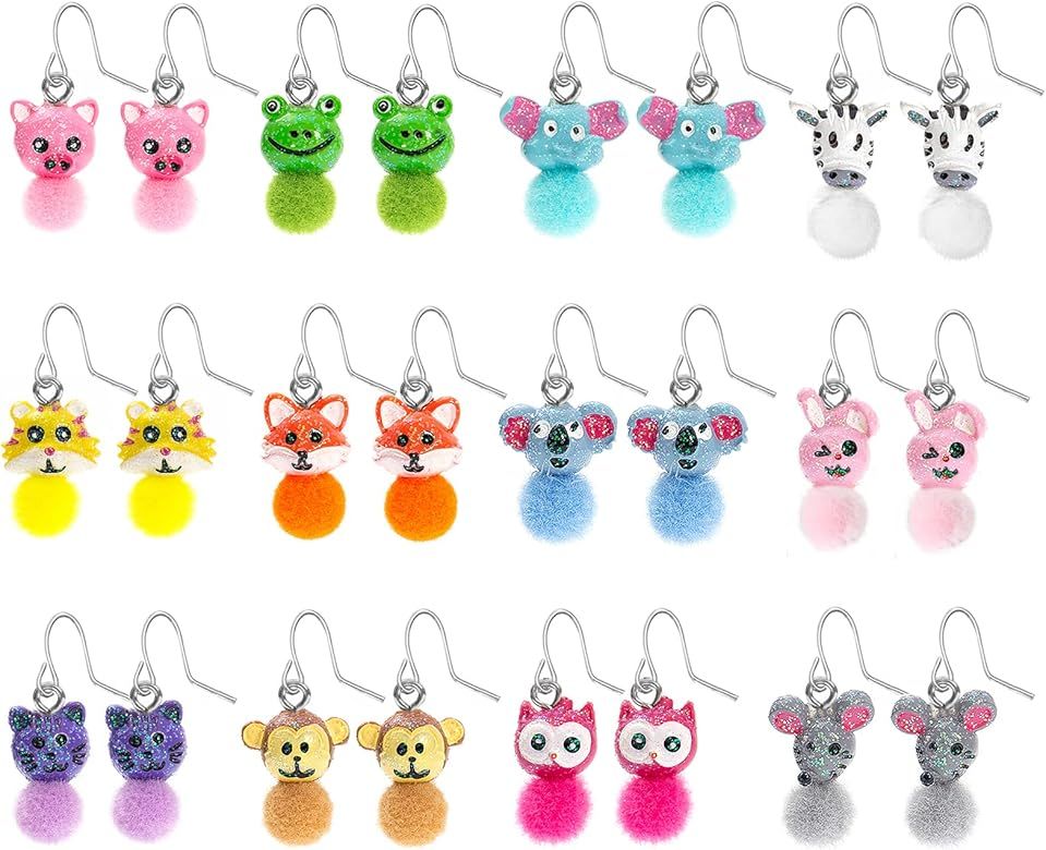 SkyWiseWin Hypoallergenic Earrings Set for Little Girls, Children's Colorful Cute Earrings for Ki... | Amazon (US)