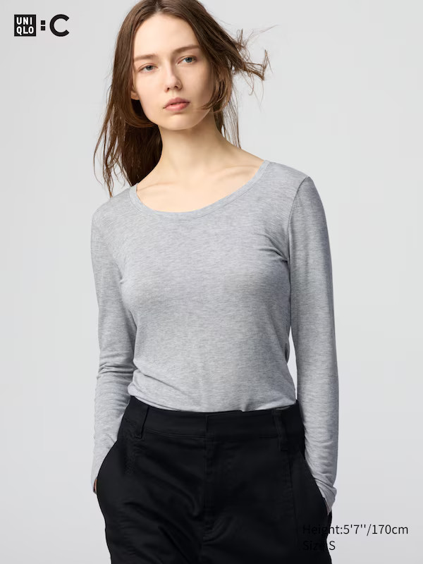 HEATTECH Extra Warm Cashmere Blend Scoop Neck T-Shirt | UNIQLO (UK)