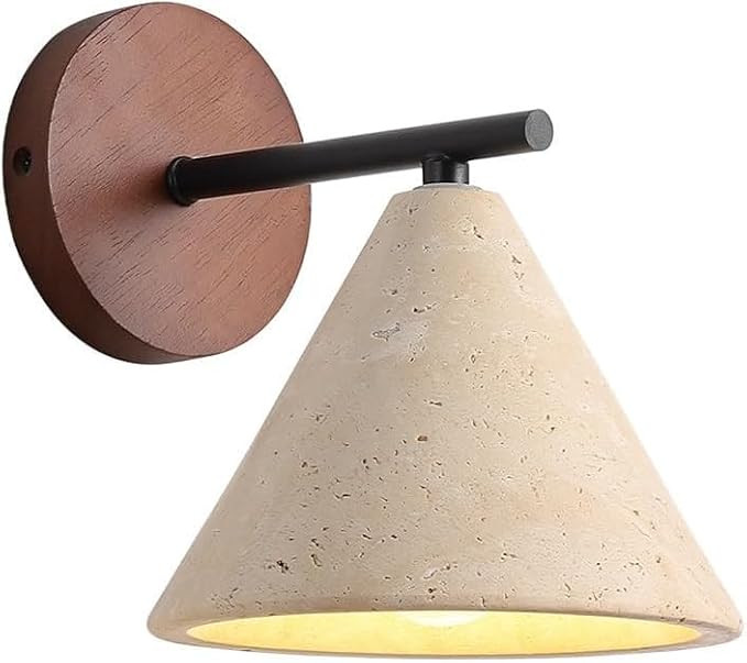Indoor Mid Century Modern Wall Sconce Nordic Yellow Natural Travertine Bedside Wall Light Vintage... | Amazon (US)