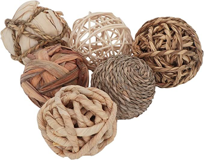 Kesywale Set of 6 Decorative Balls for Centerpiece Bowl Fillers, 2.8 inch Assorted Rattan Wicker ... | Amazon (US)