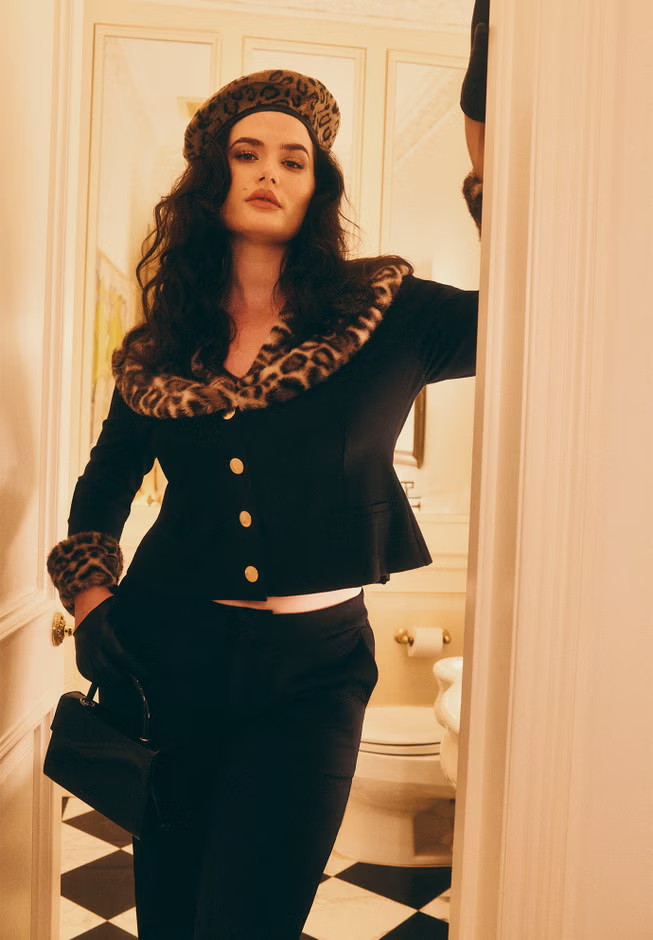 Leopard Faux Fur Trim Jacket | Eloquii