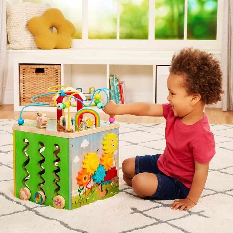 Battat Barnyard Activity Cube with 5 Multicolor Sides and Bead Maze Wooden, Baby and Toddler Toys | Walmart (US)