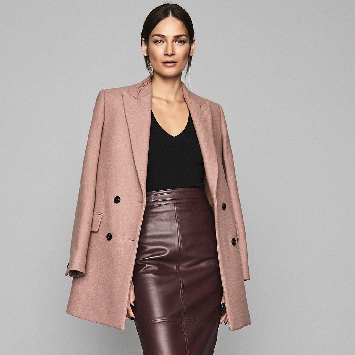 Kai Pomegranate Leather Pencil Skirt – REISS | Reiss (UK)