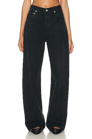Citizens of Humanity Ayla Baggy Cuffed Crop Jeans in Black | FWRD 