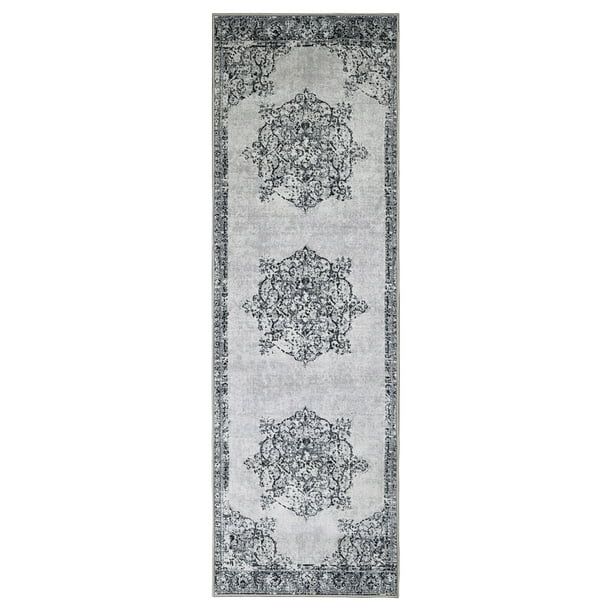 Impressions Breighton Medallion Indoor Traditional Washable Area Rug, Black - Walmart.com | Walmart (US)