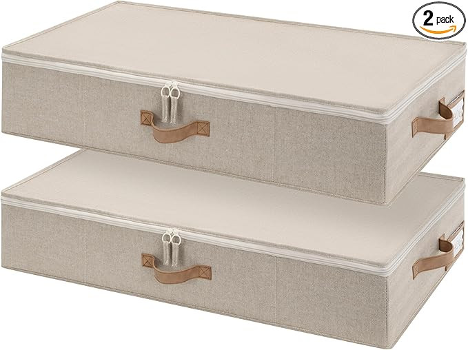 StorageWorks 6 Inch Low Profile Under Bed Clothes Storage Bins with Lids | Amazon (US)
