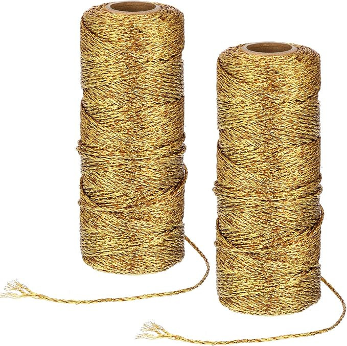 2 Rolls Christmas Twine Metallic Bakers Twine 220 Yards Christmas Decorative Wrapping Twine Strin... | Amazon (US)