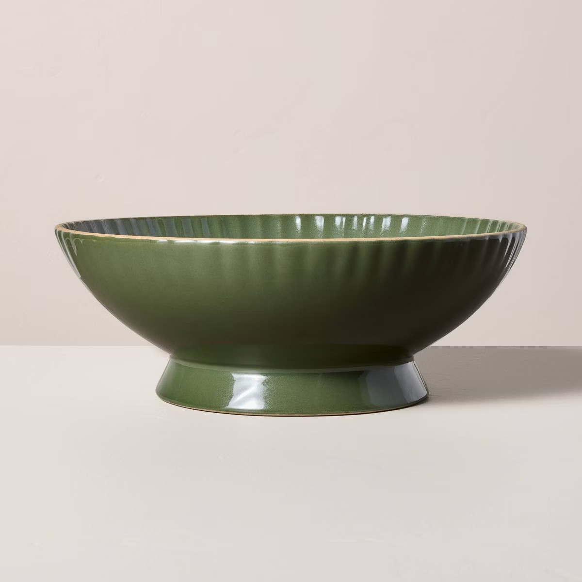 108oz Scallop Stoneware Footed Serving Bowl Green - Hearth & Hand™ with Magnolia | Target