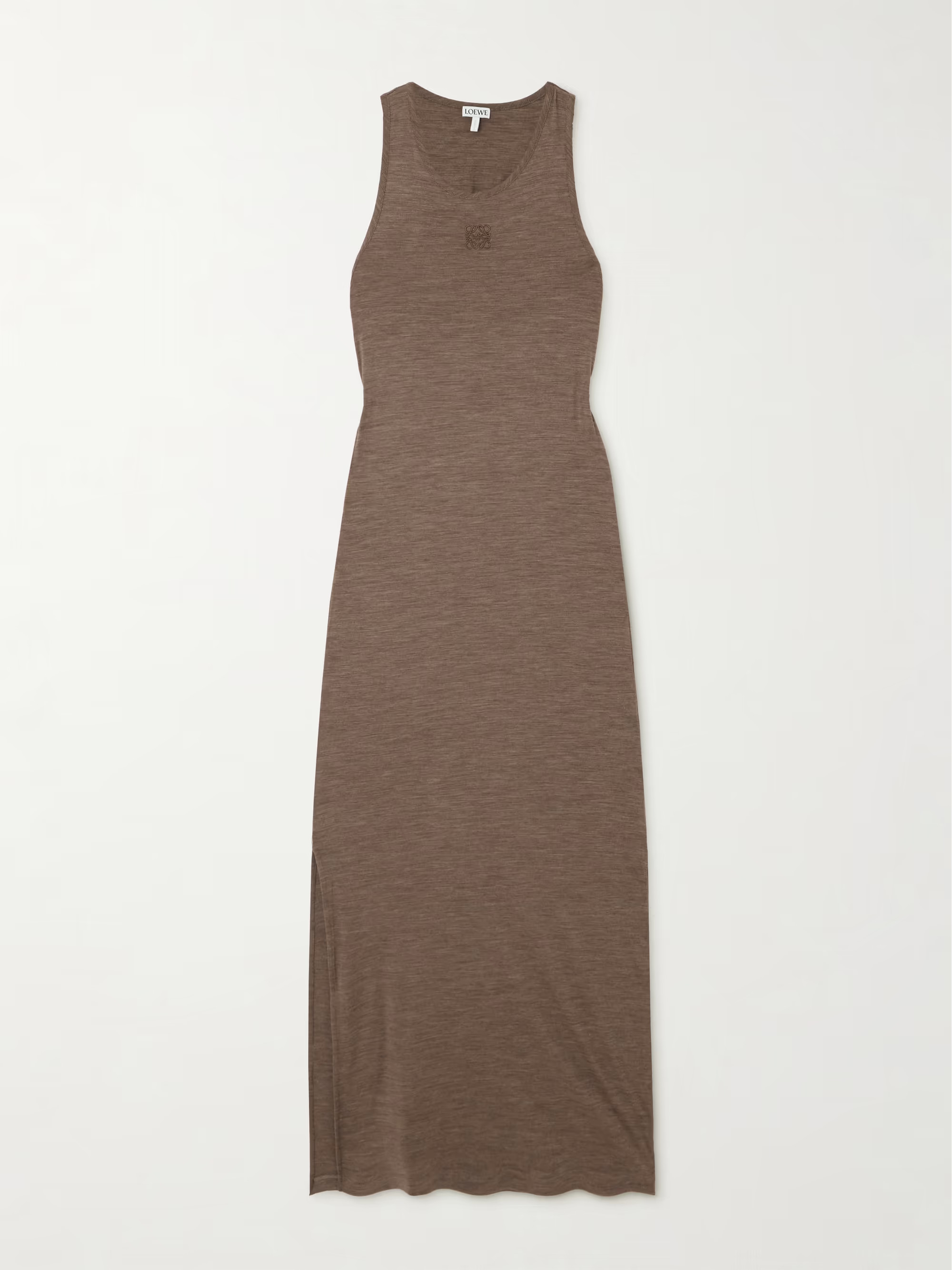 Anagram embroidered twist-back wool-blend jersey maxi dress | NET-A-PORTER (UK & EU)