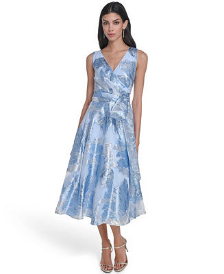 Women's Wrap Front V-Neck Midi Dress | Macy's